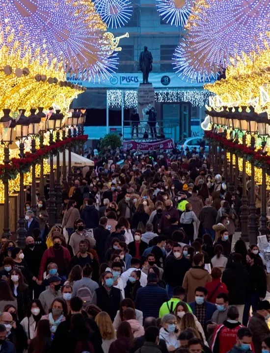 calle Larios Málaga navidad con turistas